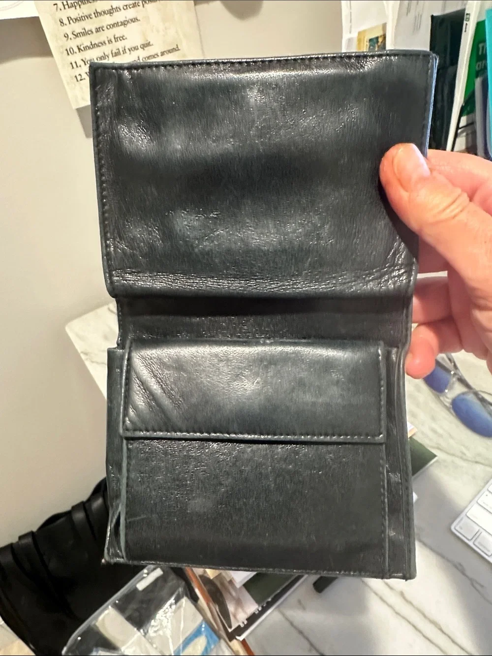 Prada Black Quilted Card Holder with Gold Triangle Logo